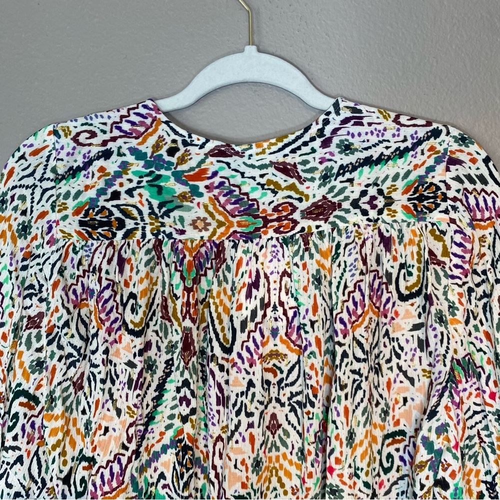 Zara Boho Artsy Whimsical Long Sleeve Top Small Maximalism Colorful Resort - Picture 7 of 13